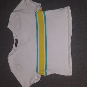 New white crop top with a strip